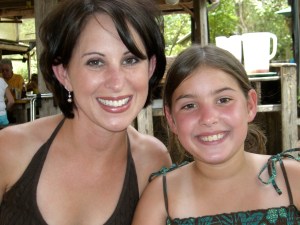 With her mom, our daughter